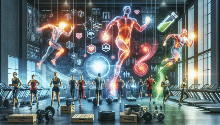 Athletes utilizing recovery supplements in a gym to accelerate muscle repair and alleviate inflammation.