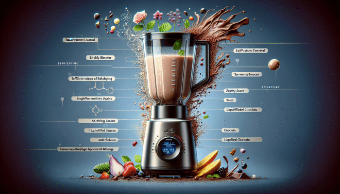 High-end blender equipped with advanced temperature control, seamlessly blending and heating for soups, sauces, and chocolate.