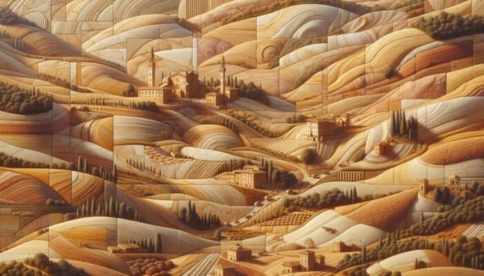 Close-up of Tuscany limestone exhibiting warm hues from creams to golden browns, highlighting unique textures and earthy tones.