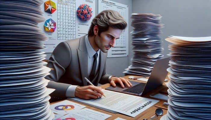 Simplifying Debt Payments: A Smart Financial Move | DCL Focused individual completing an application at a desk, surrounded by laptop, documents, and a calendar.