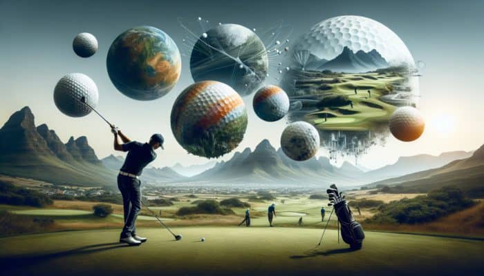 A skilled South African golfer skillfully controlling the trajectory of a golf ball on a varied course.