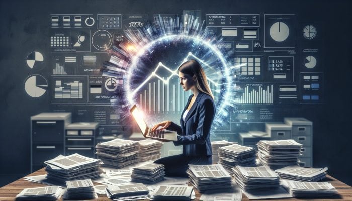 Best Debt Consolidation Loan Calculators: Top UK Tools | DCL A young professional in London uses a debt consolidation calculator on a laptop, surrounded by financial documents, with a graph showing savings.